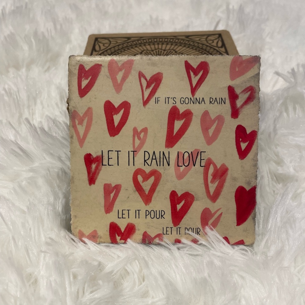 New in Box decorative woodblocks -love red hearts, Alice in wonderland, sun moon